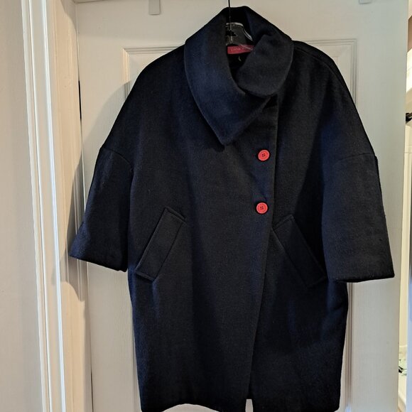 Avant Garde Dark blue cropped sleeve wool blend coat - Small - Picture 2 of 7